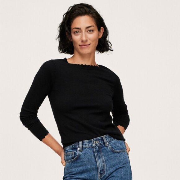 MANGO SCALLOPED EDGES SWEATER - Picture 1 of 6